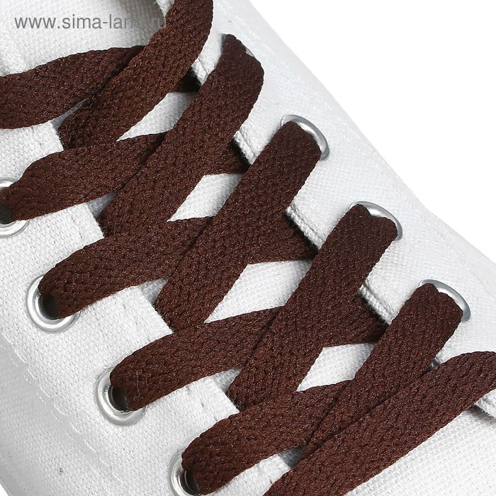 Шнурки для обуви, плоские, 9 мм, 120 см, цвет коричневый - Фото 1
