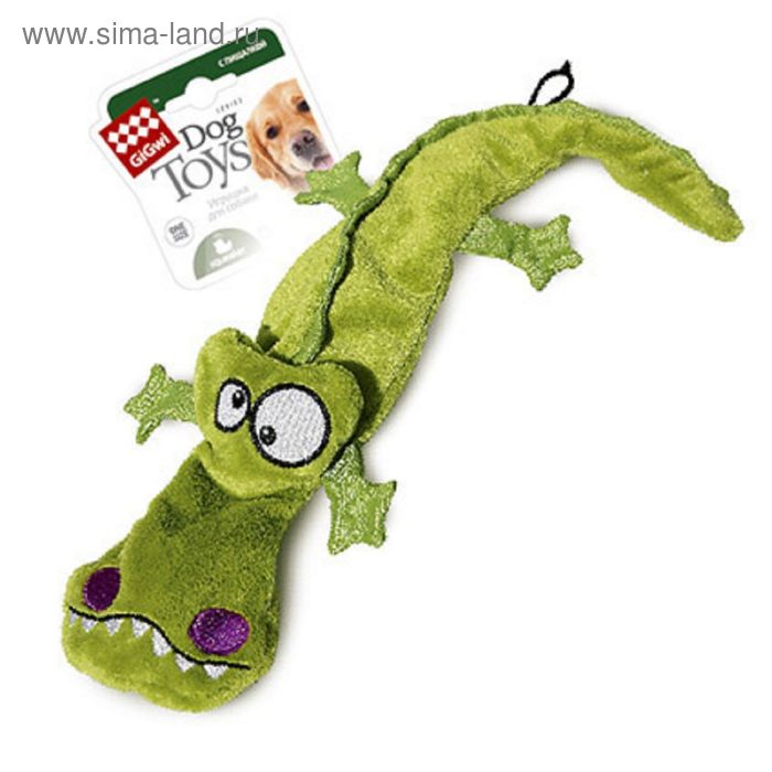 Игрушка GiGwi "Крокодил" для собак  с 4-мя пищалками, 38 см - Фото 1