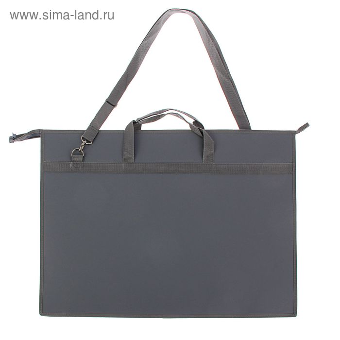 Папка А2 с ручками пластик молния сверху 650×480×50 мм ПР 6, плеч.ремень, Серый - Фото 1