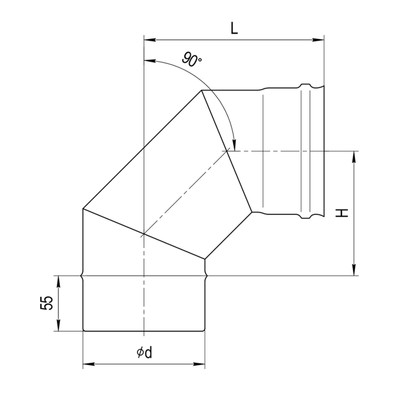 Колено для дымохода «Феррум», угол 90°, нержавеющая сталь 430/0.5 мм, d=120