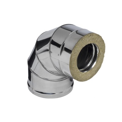 Колено утеплённое для дымохода «Феррум», угол 90°, нержавеющая сталь 430/0.5 мм, оцинкованное, d=150/210 мм, по воде