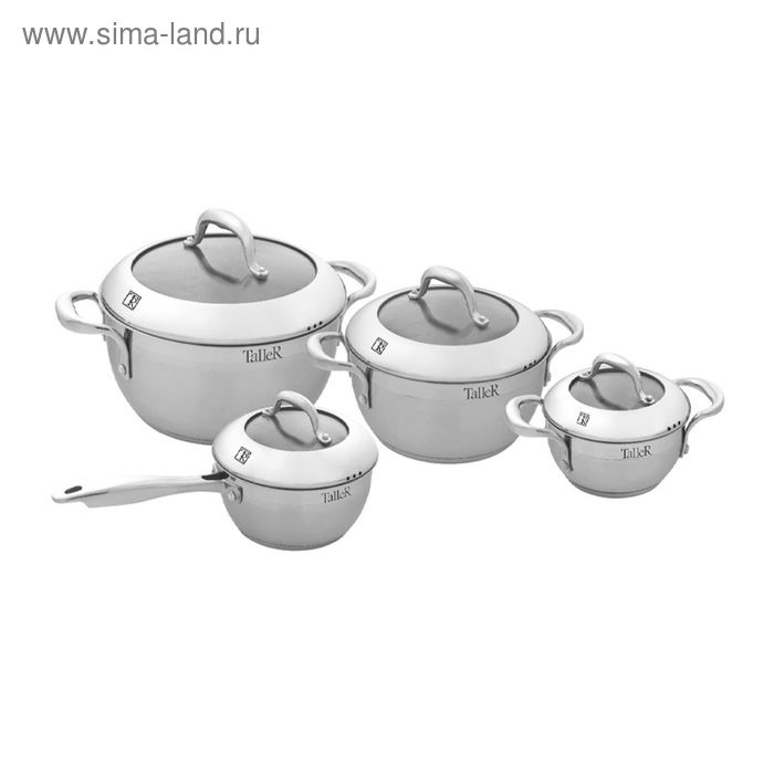 Набор посуды, 4 предмета: кастрюли с крышками 1 л, 2,8 л, 5 л, ковш 1,4 л - Фото 1