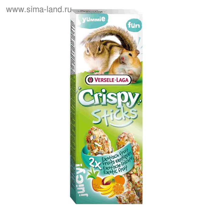 Палочки VERSELE-LAGA  Crispy для хомяков и белок, с экзотическими фруктами, 2х55 г - Фото 1