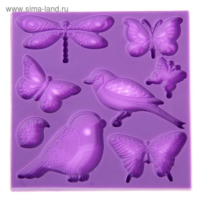 Молд для творчества "Цветы и бабочки", 8 х 8 см - Фото 1