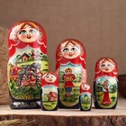 Матрёшка «Тройка», красный платок, 5 кукольная,  люкс - Фото 1