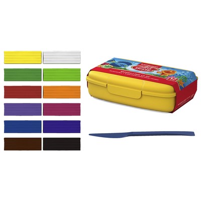 Пластилин 12 цветов, 260 г, ErichKrause, премиум, с алоэ вера, со стеком, индивидуальная упаковка брусков, пластиковый бокс