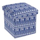 Короб для хранения (пуф) складной «Индийский слон», 30×30×30 см, цвет синий - Фото 1