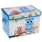 Короб стеллажный для хранения с крышкой «Летние совушки», 40×26×26 см, цвет голубой - Фото 1