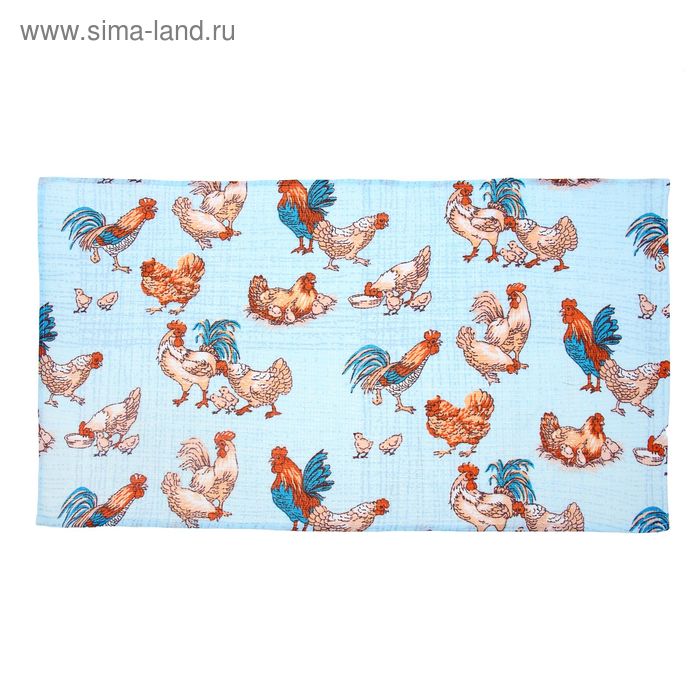 Полотенце вафельное набивное "Петушок и курочка" 3 40х70 см 160 гр/м хлопок - Фото 1