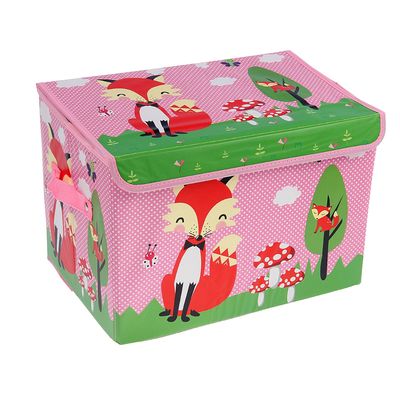 Короб стеллажный для хранения с крышкой «Лиса на поляне», 40×26×26 см, цвет розовый