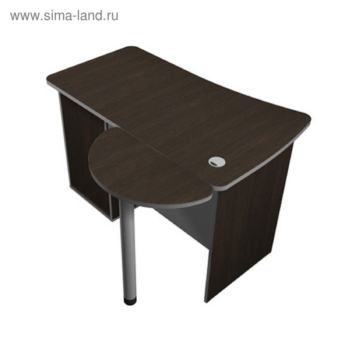Стол эргономичный левый с тумбой и Приставка стола рабочего, венге/серый ПСЭт2.16Л + ПСП1 - Фото 1
