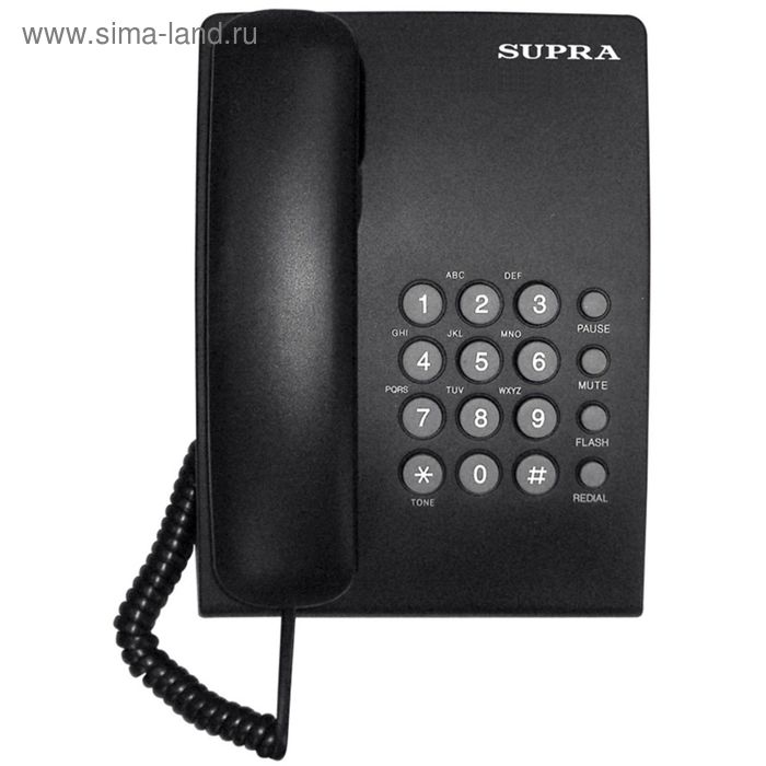 Телефон проводной Supra STL-330 black - Фото 1