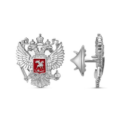 Значок «Герб РФ» Георгий Победоносец, посеребрение с оксидированием