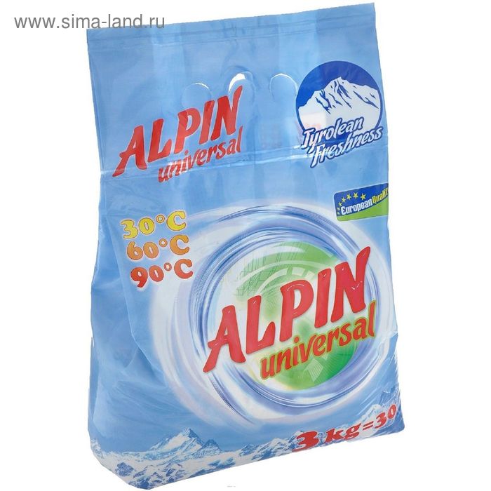 Стиральный порошок Alpin Universal, в пластиковом пакете, 3 кг - Фото 1