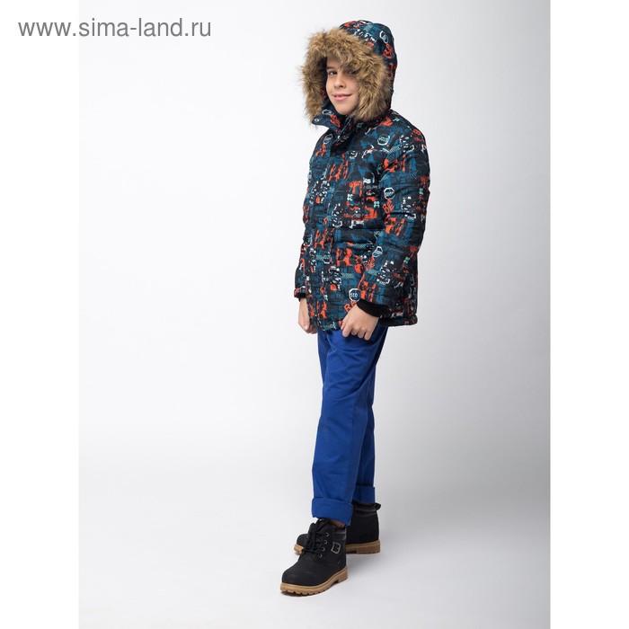 Куртка для мальчика, рост 128 см, принт, цвет серый (арт. М12-33_Д) - Фото 1