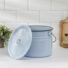 Ведро эмалированное 9 л, цельнотянутое, с крышкой, светло-голубое - Фото 3