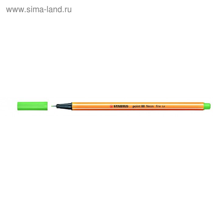 Ручка капиллярная Stabilo point 88 0.4 мм чернила зеленые неон 88/033 - Фото 1