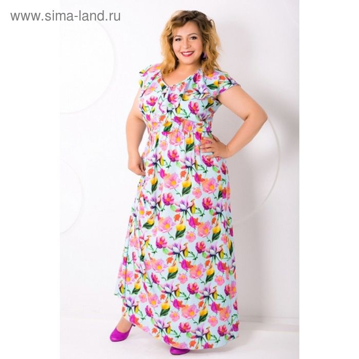 Платье женское, размер 58, цвет розовый цветочный принт П-436/1 - Фото 1