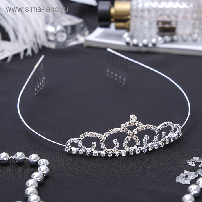 Диадема для волос «Вирджиния», вензеля, 3 см, серебро - Фото 1