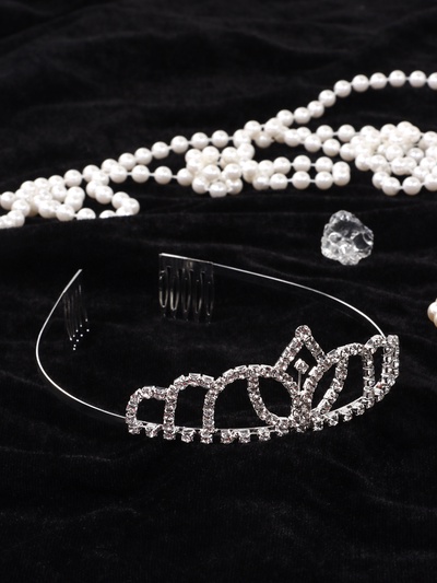 Диадема для волос «Вирджиния», капельки, 4 см, серебро