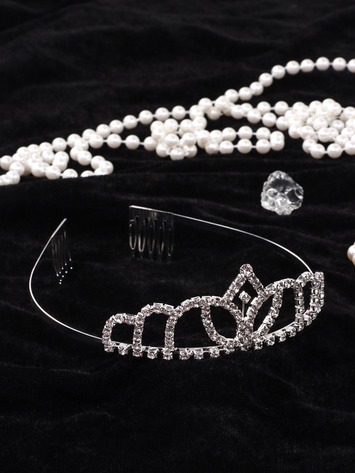 Диадема для волос «Вирджиния», капельки, 4 см, серебро - Фото 1