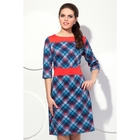 Платье женское, размер 54, цвет голубой+красный П-410/1 - Фото 1