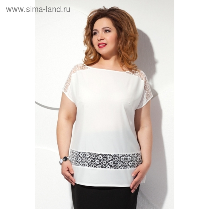 Блуза с короткими рукавами, размер 56, цвет белый Б-151/3 - Фото 1