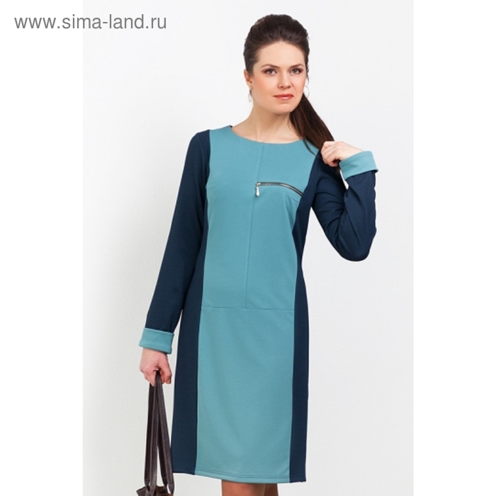 Платье женское, размер 46, цвет голубой+синий П-344/1 - Фото 1