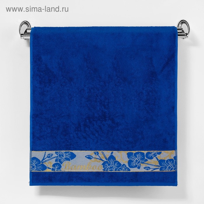 Полотенце махровое "Этель" Bamboo Blossom, синий 70*140 см бамбук, 450 г/м2 - Фото 1