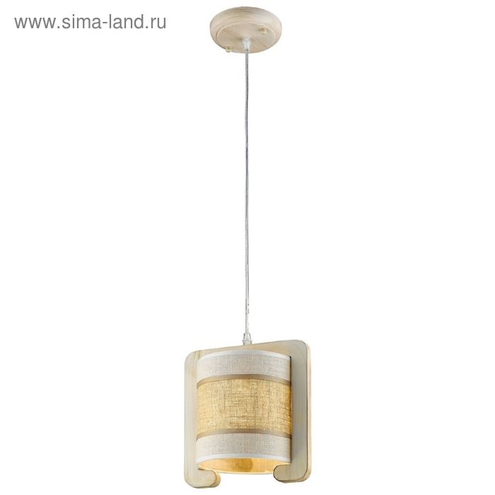 Светильник подвесной "Этно" 1 лампа 40W E27 натуральный, дерево, ткань S=2 м2 - Фото 1