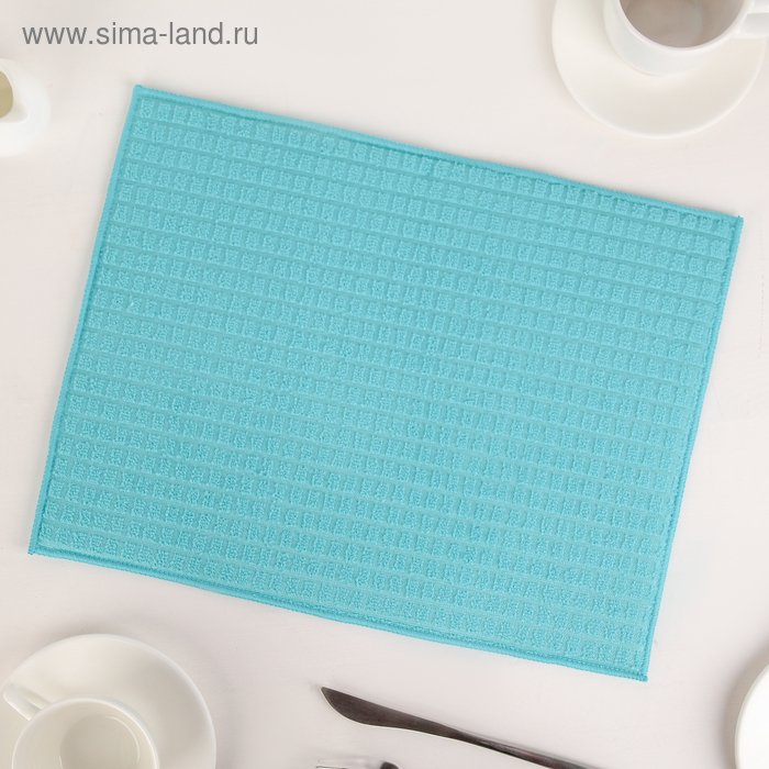 Коврик для сушки посуды Доляна, 30×40 см, микрофибра, цвет голубой - Фото 1