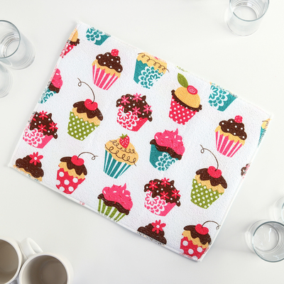 Коврик для сушки посуды Доляна «Пирожные», 30×40 см, микрофибра