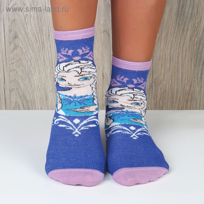 Носки детские "С новым годом", Холодное сердце, 22-24 см, 12-14 лет, 80% хлопок,17% полиамид, 3% эластан - Фото 1