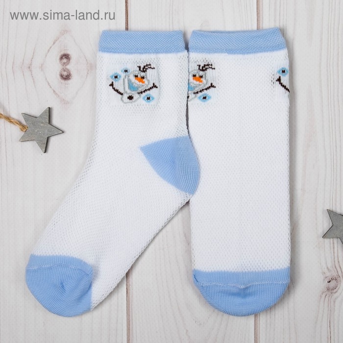 Носки детские "Олаф", Холодное сердце, 16-18 см, 4-6 лет., 80% хл.,17% п/э, 3% эл. - Фото 1