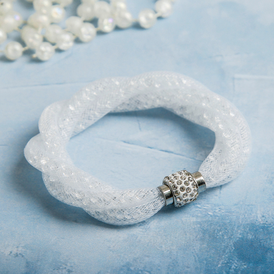 Браслет со стразами «Стардаст» плетение, белый ,L=22см