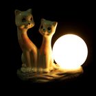 Светильник керамика "Кошечка с котёнком с розовыми цветочками" Е14 22,5х11х20,5 см - Фото 2