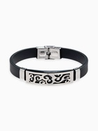 Браслет унисекс «Мощь» прямоугольник с узором, цвет чёрный с серебром, 22 см - Фото 1