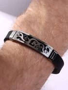 Браслет унисекс "Мощь" прямоугольник с косичкой, цвет чёрный в серебре, L=22 см - фото 809267920