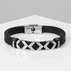 Браслет унисекс «Мощь» геометрия, цвет чёрный с серебром, 22 см - Фото 3