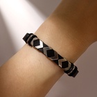 Браслет унисекс «Мощь» геометрия, цвет чёрный с серебром, 22 см - Фото 4