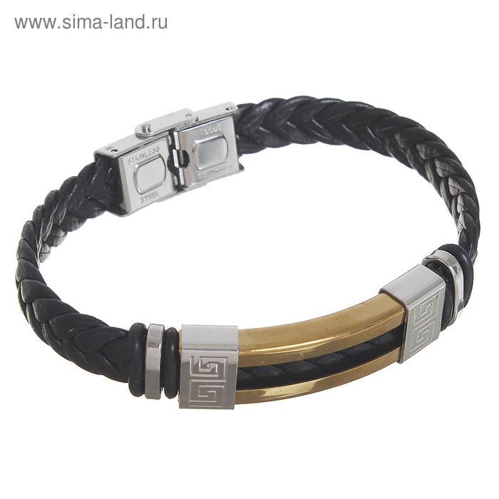 Браслет мужской «Мощь» этника, цвет чёрный с серебряно-золотым, 22 см - Фото 1