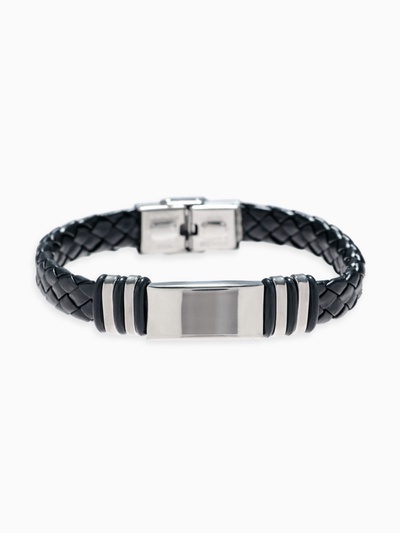 Браслет унисекс «Мощь», цвет чёрный с серебром, 22 см