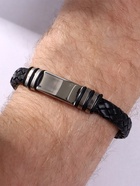 Браслет унисекс "Мощь", цвет чёрный в серебре, L=22 см - фото 809267926