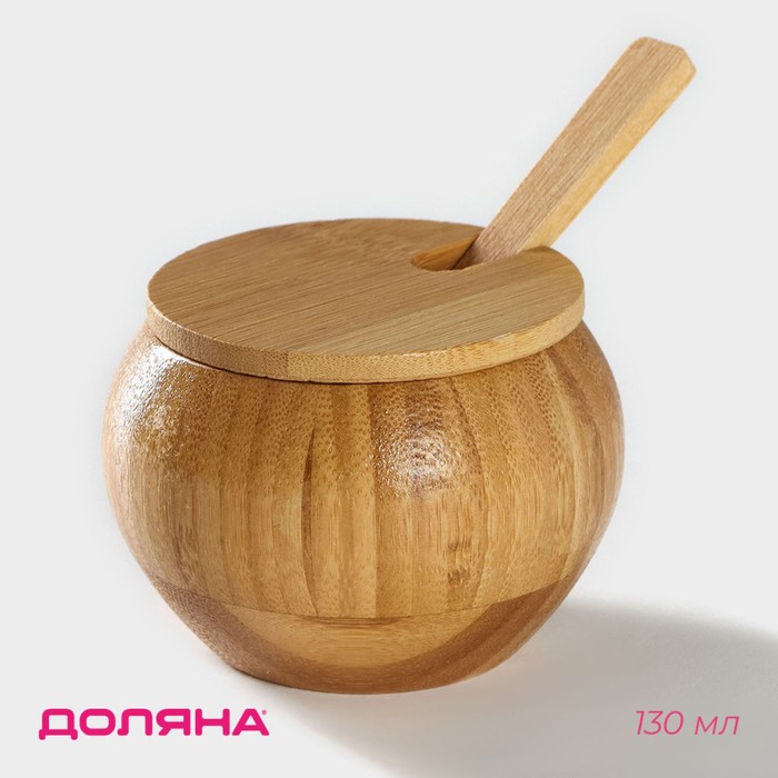 Сахарница Доляна «Полосы», 130 мл, 8.5×7 см, с ложкой - Фото 1