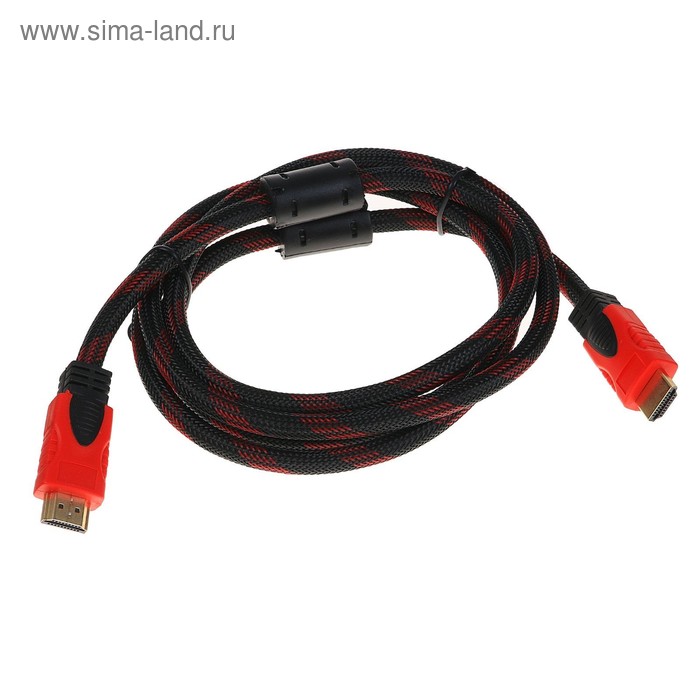 Кабель LuazON HDMI - HDMI, 1.5 м, ферритовые кольца, пакет - Фото 1