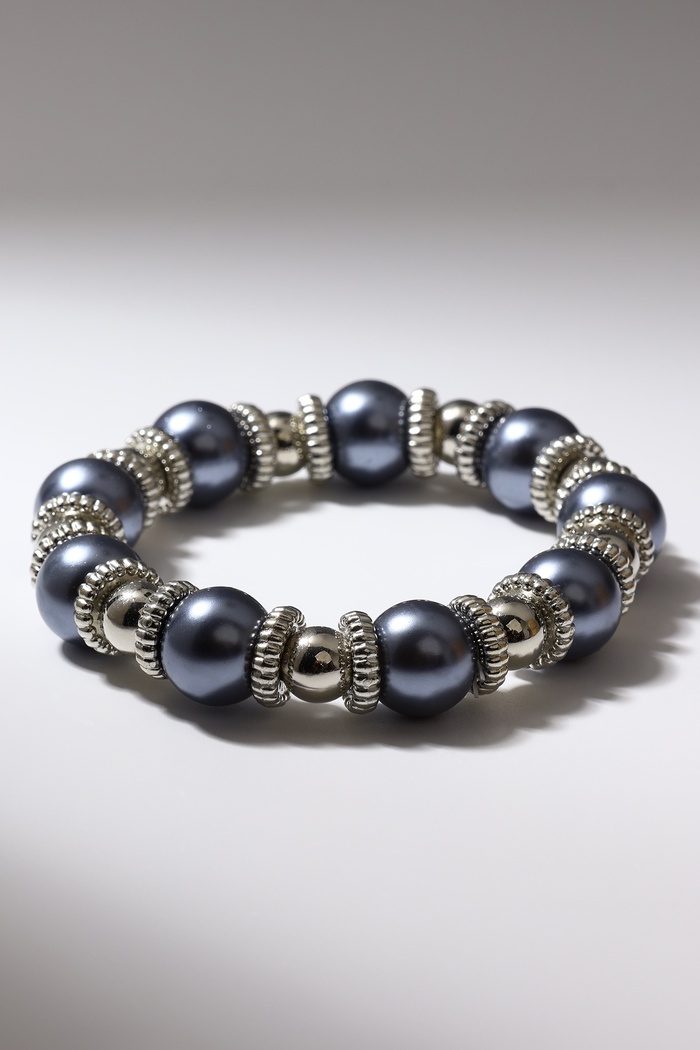 Браслет жемчуг «Бусинка» шар № 10, цвет серый в серебре, d=6 см - Фото 1