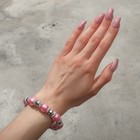 Браслет жемчуг «Бусинка» шар № 12, цвет розовый в серебре, d=6 см - Фото 2