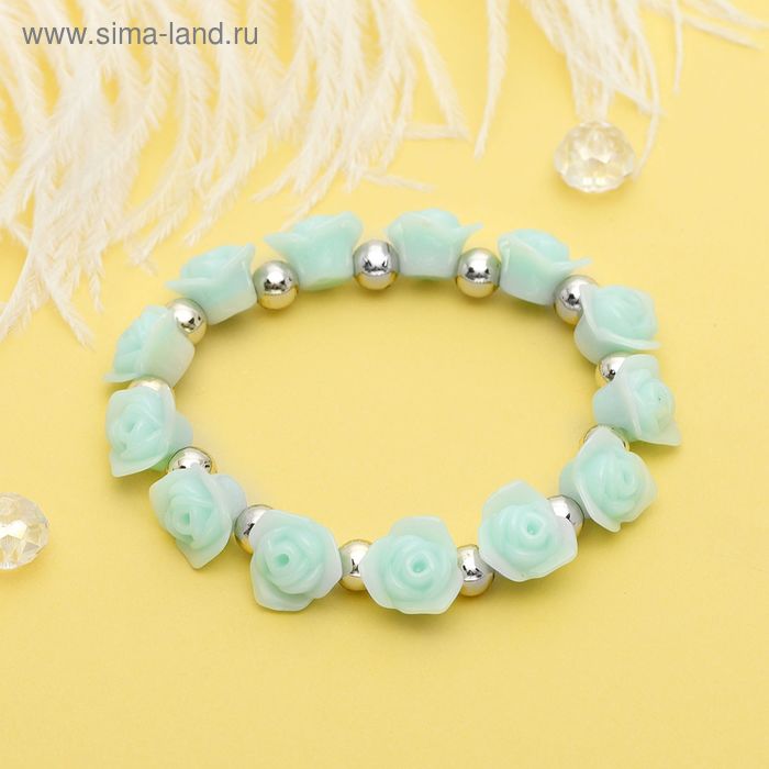 Браслет пластик «Цветы» розы, цвет мятно-золотой, d=8см - Фото 1