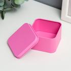 Шкатулка металл "Квадрат розовый" 6х6х4 см - Фото 2