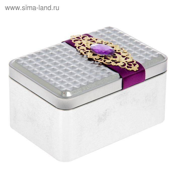 Шкатулка металл "Браво" серебро 11,5х8х6,2 см - Фото 1